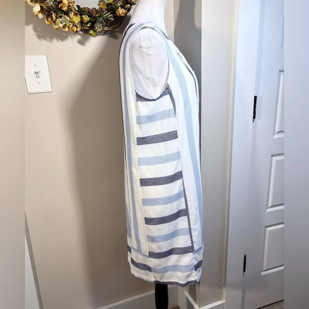 SOUTHERN TIDE Blue/White Striped Lace Up V Coastal Preppy  Shift Dress Sz Small - Image 4