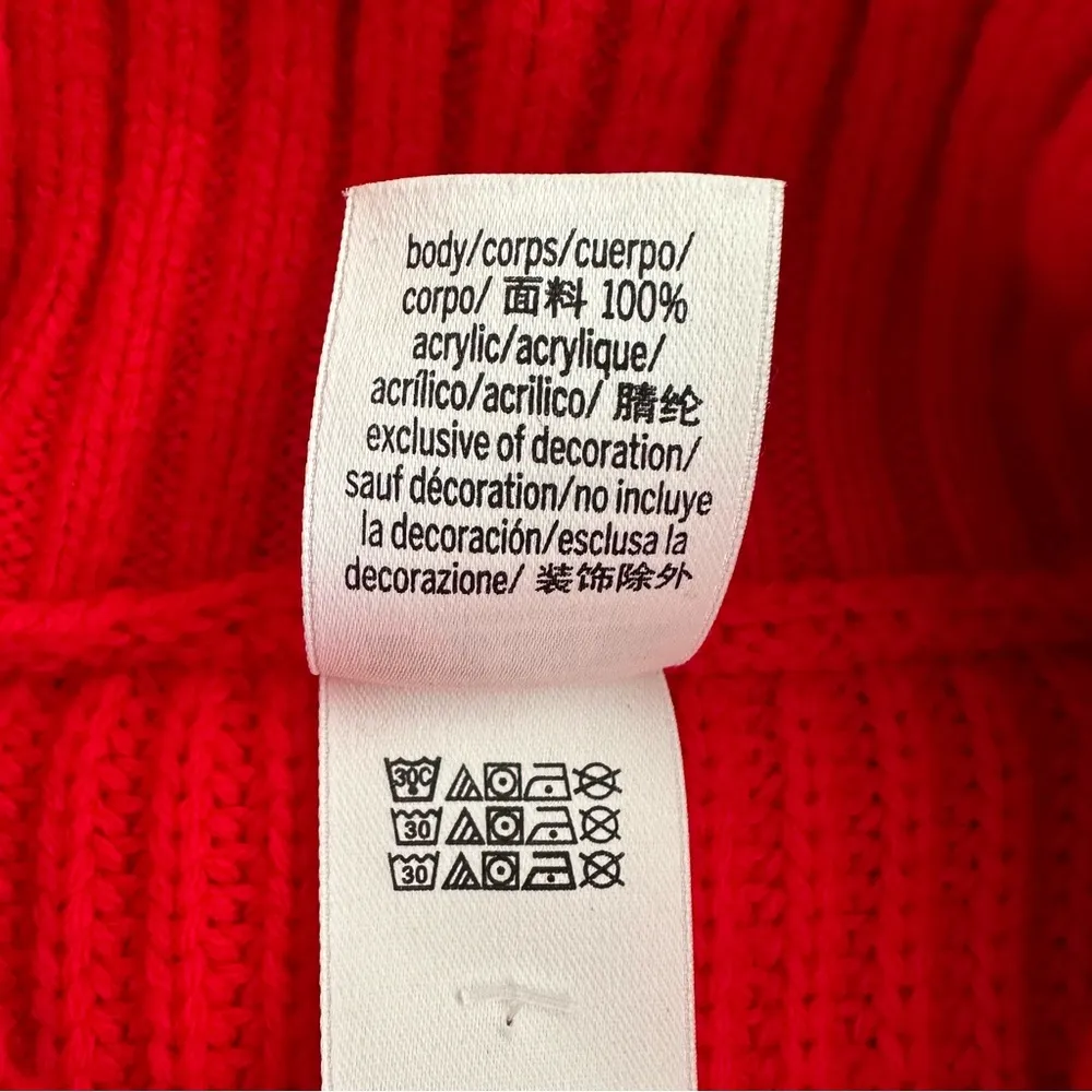 VS PINK Varsity Knit Chunky Turtleneck Sweater Red Pepper Size L - Image 6