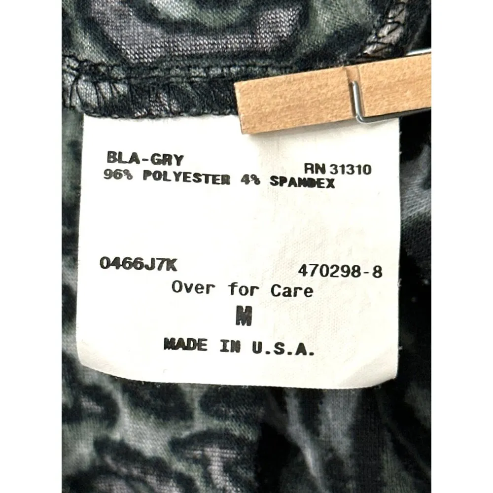 AB Studio  Leopard Print Cardigan Black Gray Medium Lightweight Knit Open Front - Image 7