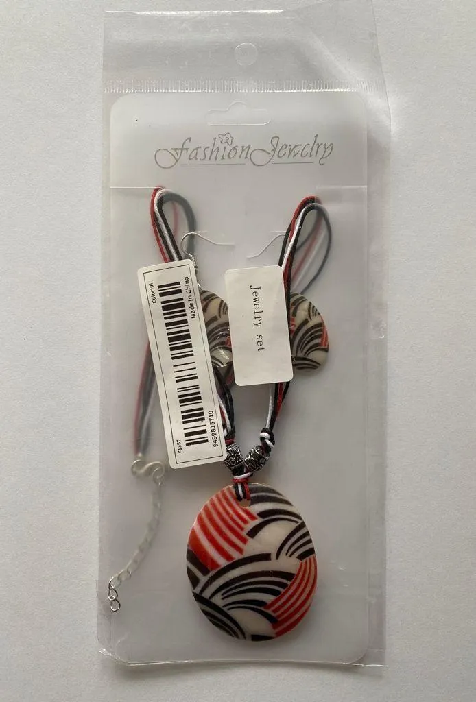 3pcs Earrings Plus Necklace Boho‎ Style Jewelry Set Impressionist Painting - Image 8