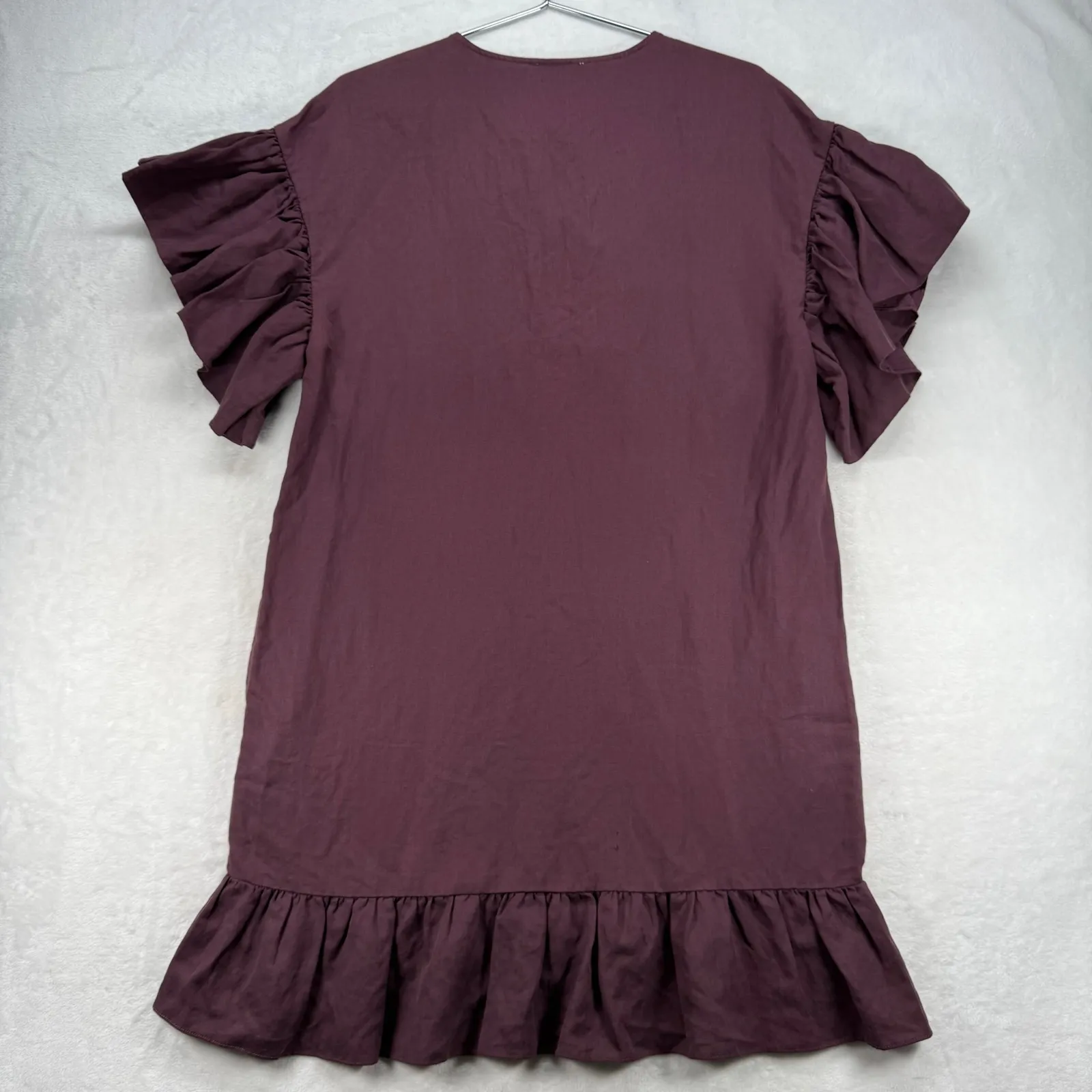 Ulla Johnson Mini Dress Lace Up Ruffle‎ Sleeve Tencel Blend Casual Size 2 - Image 10