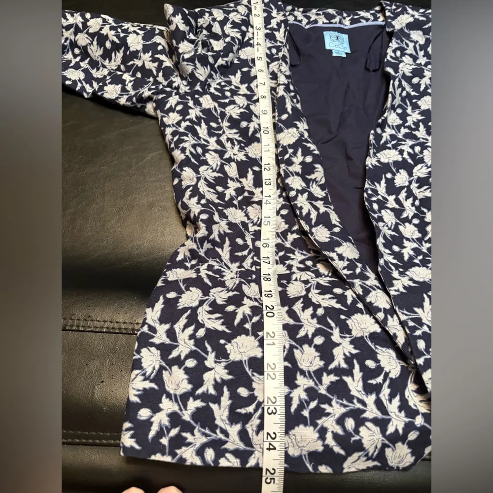 CeCe Blue & White Linen Blend Open Blazer NWT size S - Image 11