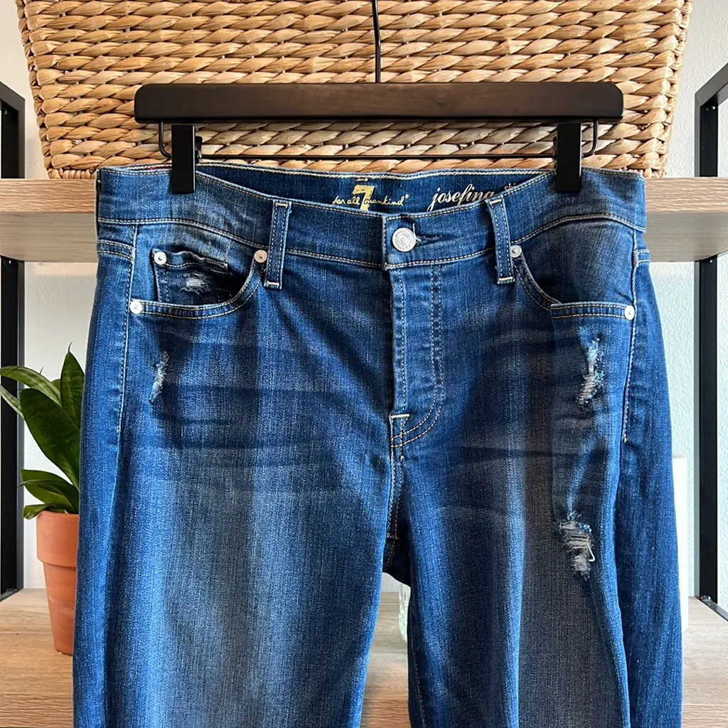 7 For All Mankind Mid-Rise Josefina Skinny Boyfriend Distressed Jean, 28 - Image 2