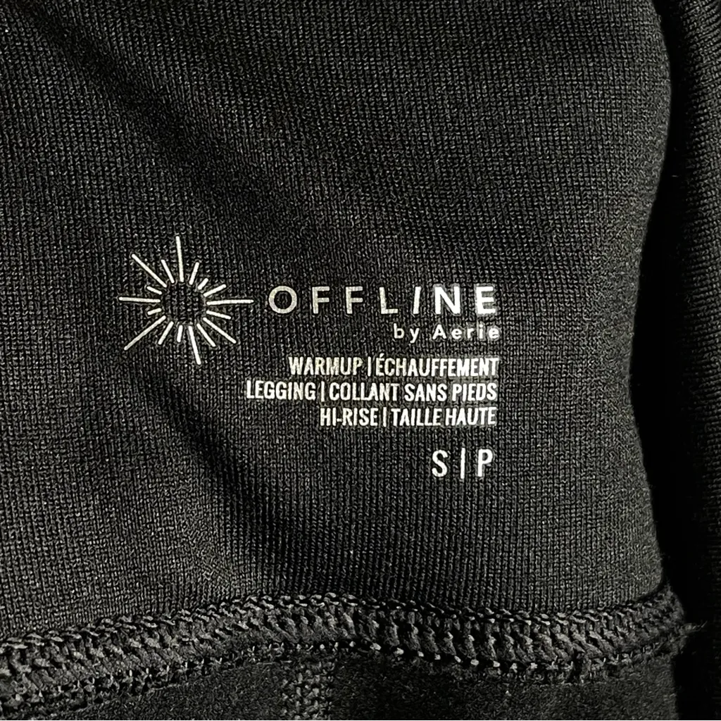 Aerie OFFLINE Hi-Rise Black Warmup Fleece Leggings - small - Image 7