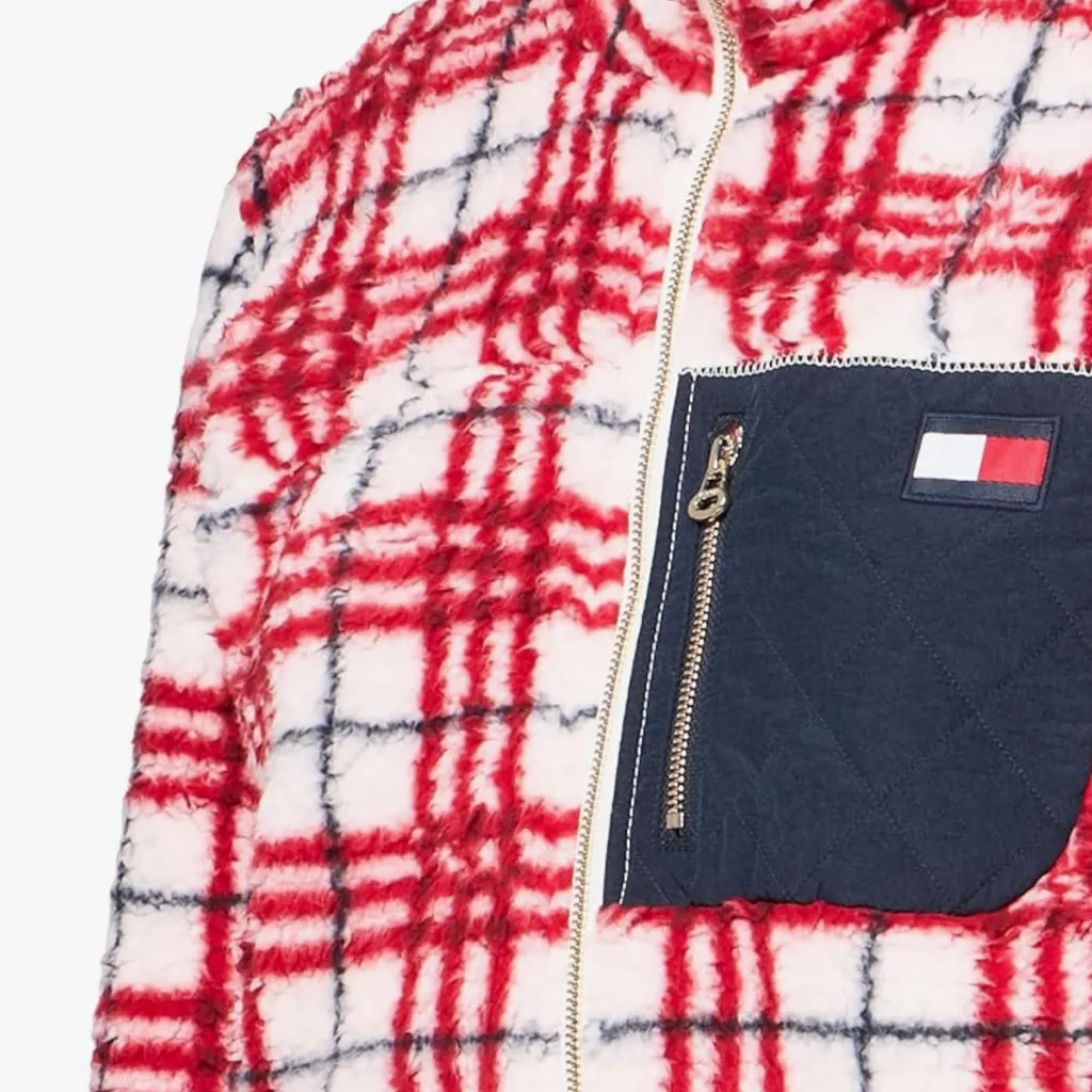 NWT Tommy Hilfiger Color Block Zip Up Sherpa Jacket, Soft Ivory,‎ XS - Image 3