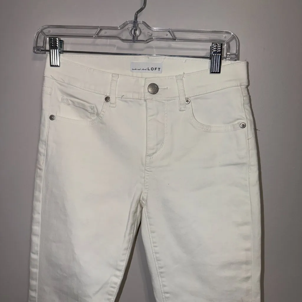 LOFT White Ankle Skinny Jeans Size 00/24 Stretch Denim - Image 4