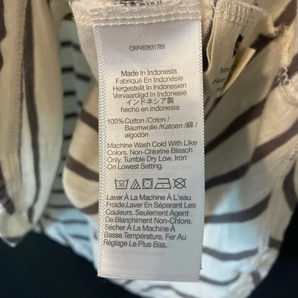 Madewell Cotton White Gray Striped Crew Neck Short Sleeve Tee T-Shirt Top - Image 6