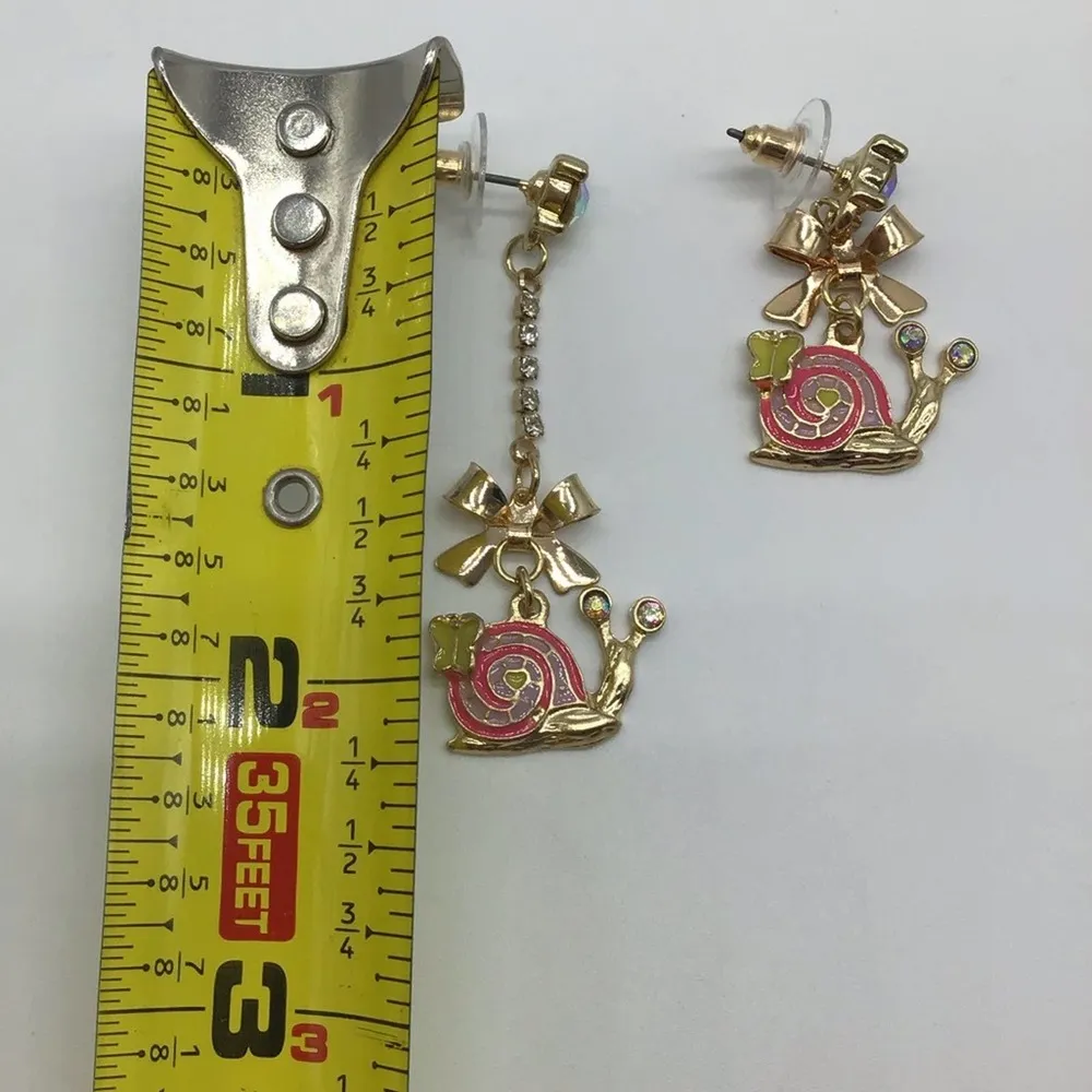 NEW asymmetrical gold drop dangle snail earrings - Image 7