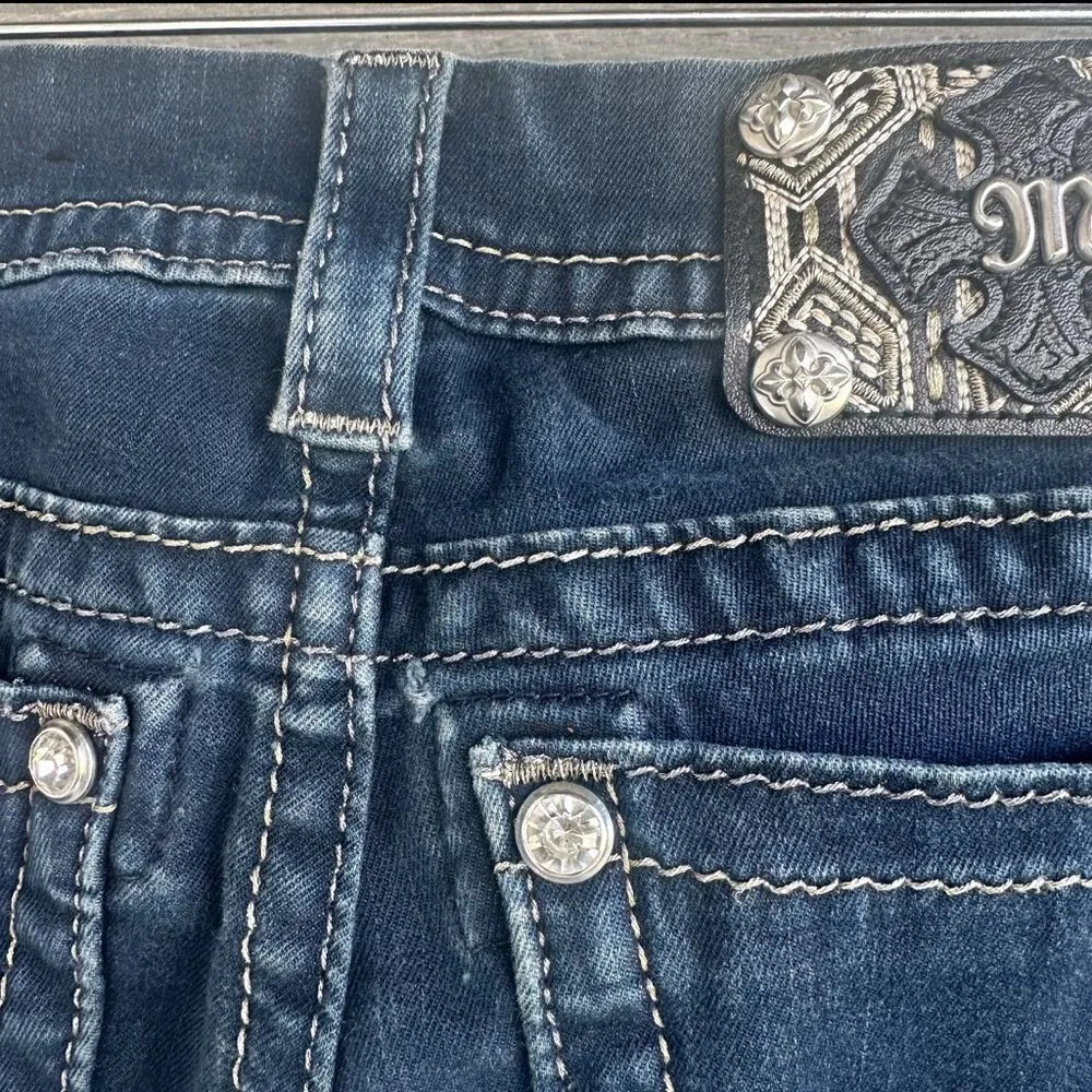 ￼Miss Me Signature Skinny Crop Women’s Size 27 Western Biker Ankle Jeans - Image 10