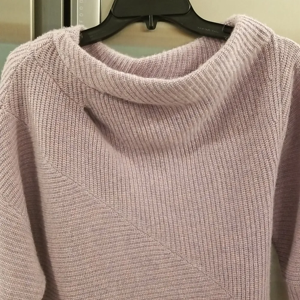 💕NAADAM💕 Asymmetrical Draped Sweater Wool Cashmere Heathered Purple Small NWT - Image 6