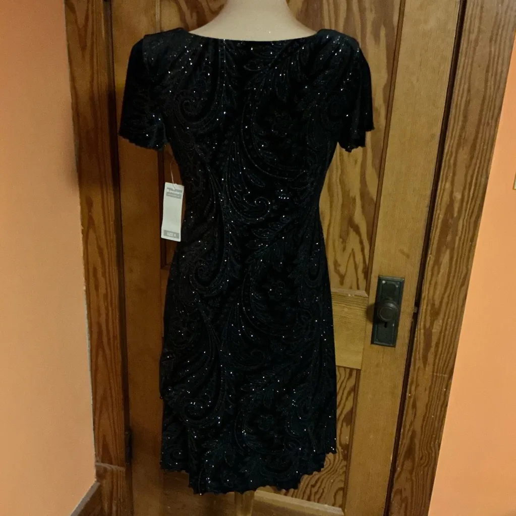 Vtg 90s NWT shimmery paisley dressy. Midi dress Black Size 4 - Image 12