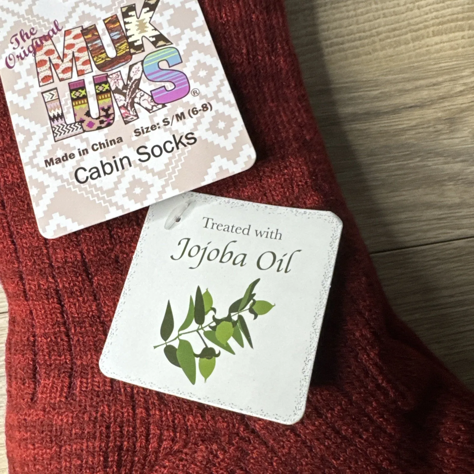 MUK LUKS Cabin‎ Socks Red Grippy Sherpa Cozy Tall Slipper Gift Giving Small 6 - Image 4