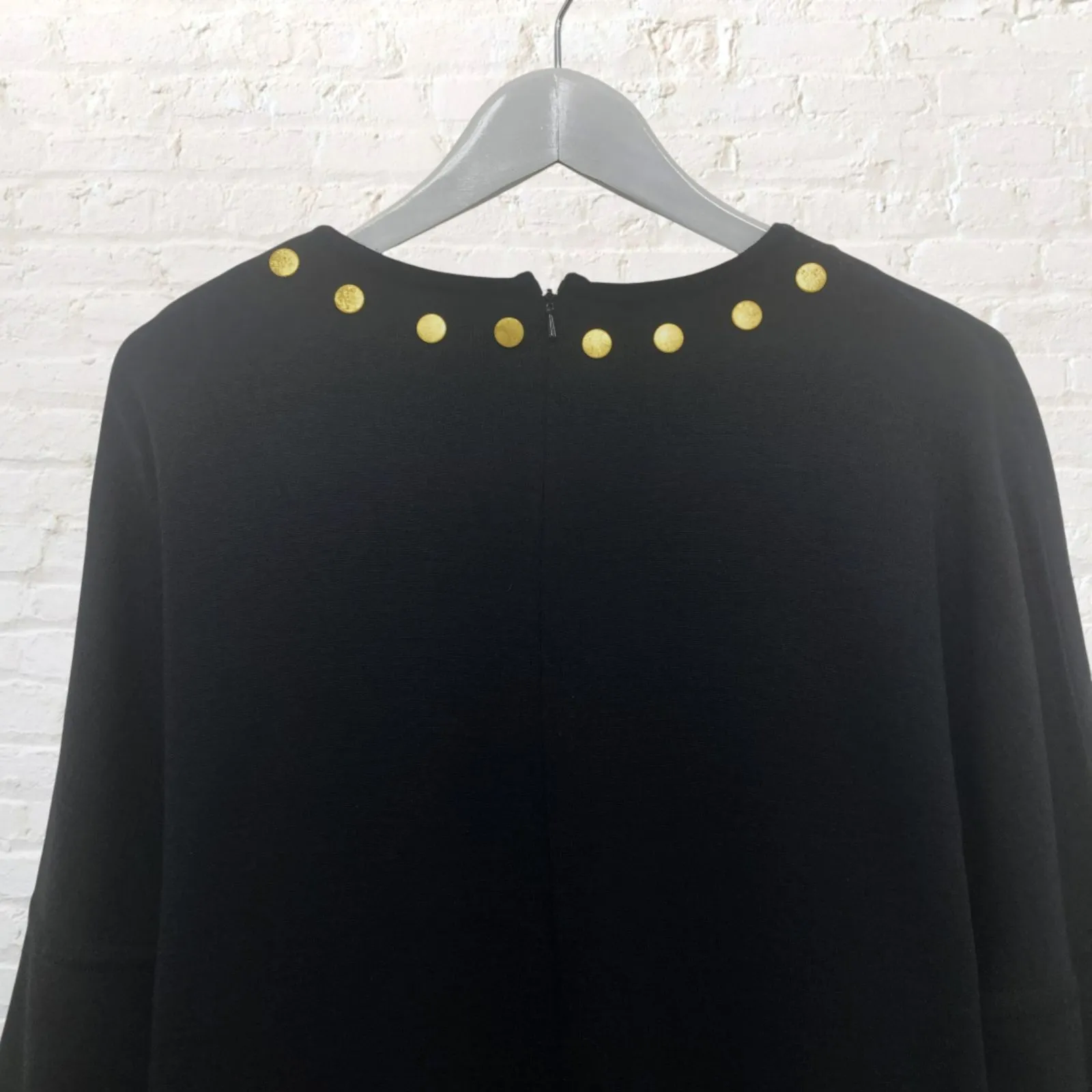 Nina Patrick Sweater Dress Black Gold Snap L Vintage Cozy Statement Size L - Image 4