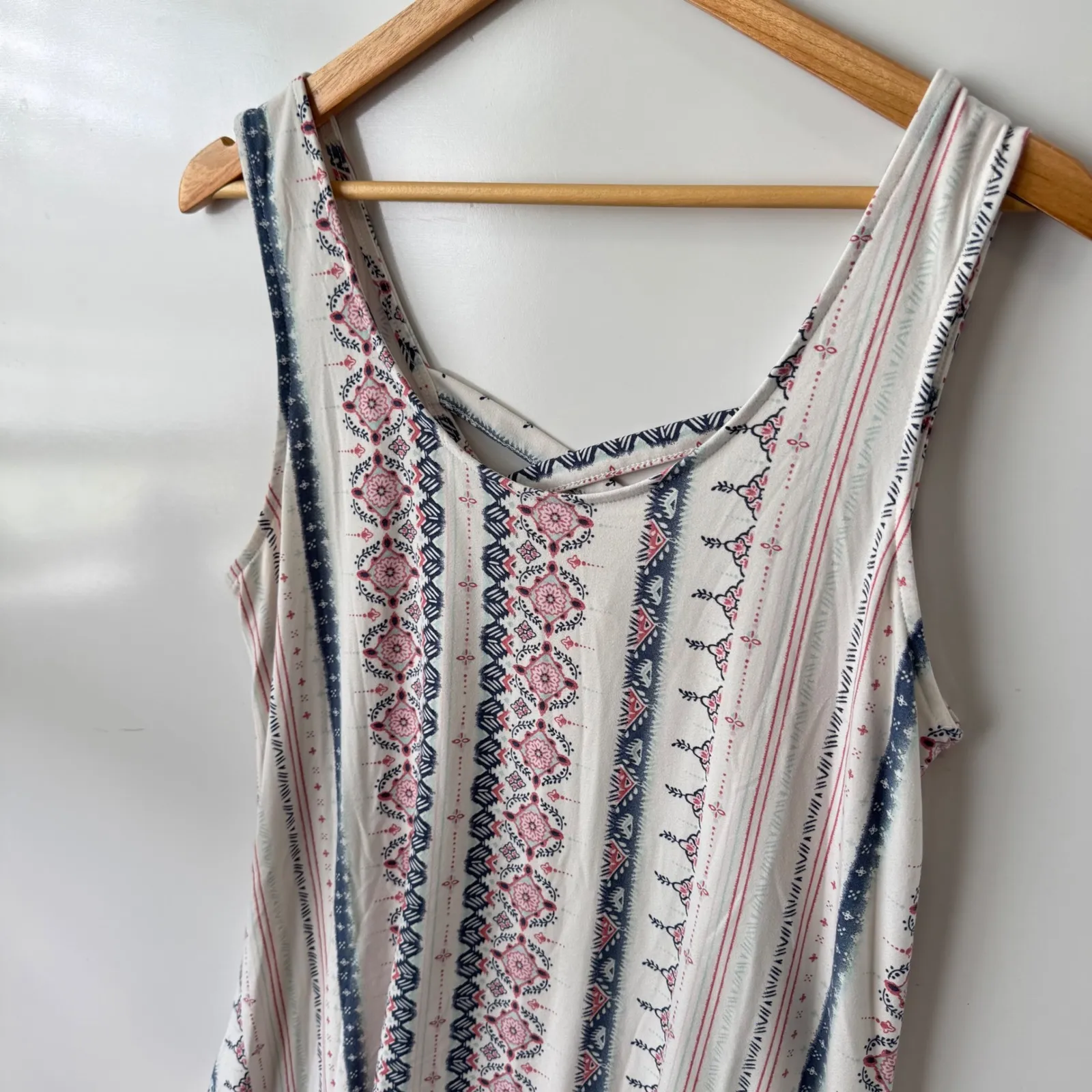 Mudd‎ Y2K Sleeveless Dress Casual Mini Sundress Striped Back Cutout Size L - Image 6