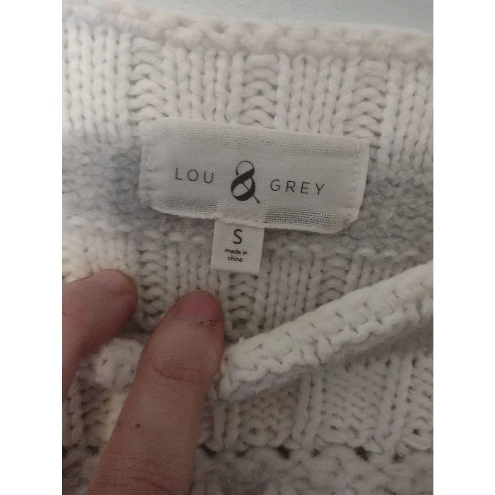 Lou & Grey Size S White Gray Black Striped Knit Sweater Textured - Image 2