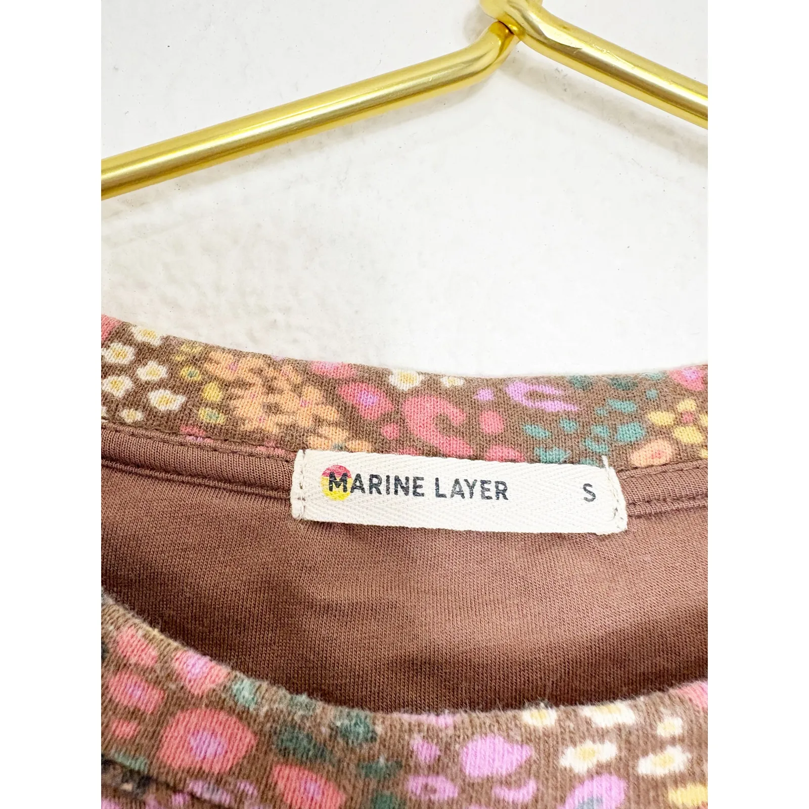 Marine Layer Enya Puff Sleeve Sweatshirt Size Small Brown Floral Coquette - Image 6