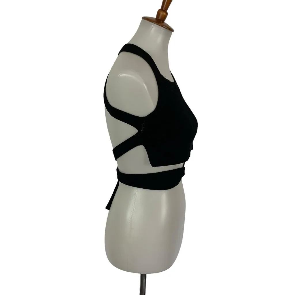 Aritzia Wilfred Crop‎ Top Small Black Knit Wrap Y2K Streetwear - Image 3