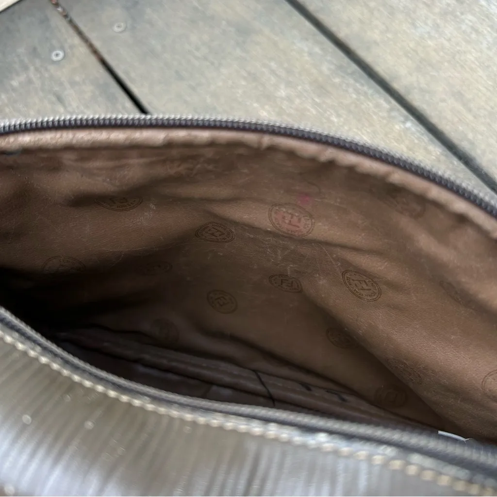 Authentic Vintage Tan Brown Monogram Fendi Shoulder Bag Purse - Image 11