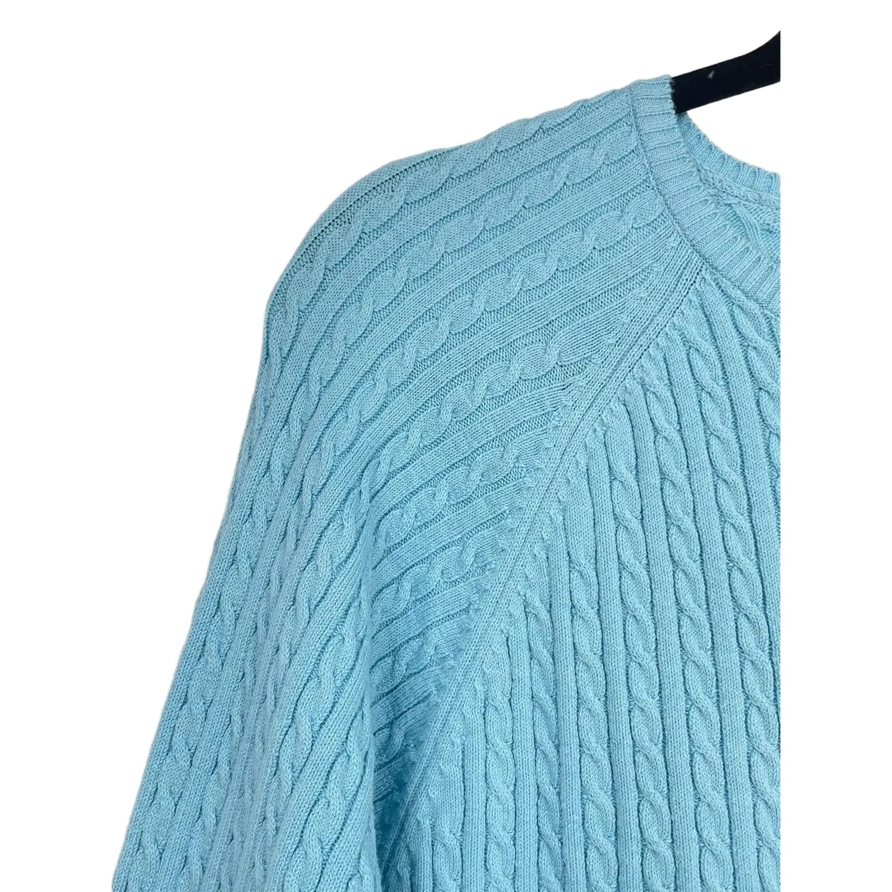LL‎ Bean Coastal Grandma Blue Cable Knit Preppy Cardigan Vintage Women's Medium - Image 7