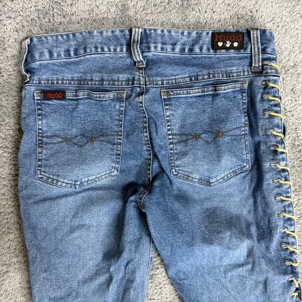Y2K Mudd Yo! Low RiseLace Up Flare Jeans Size 7 - Image 8