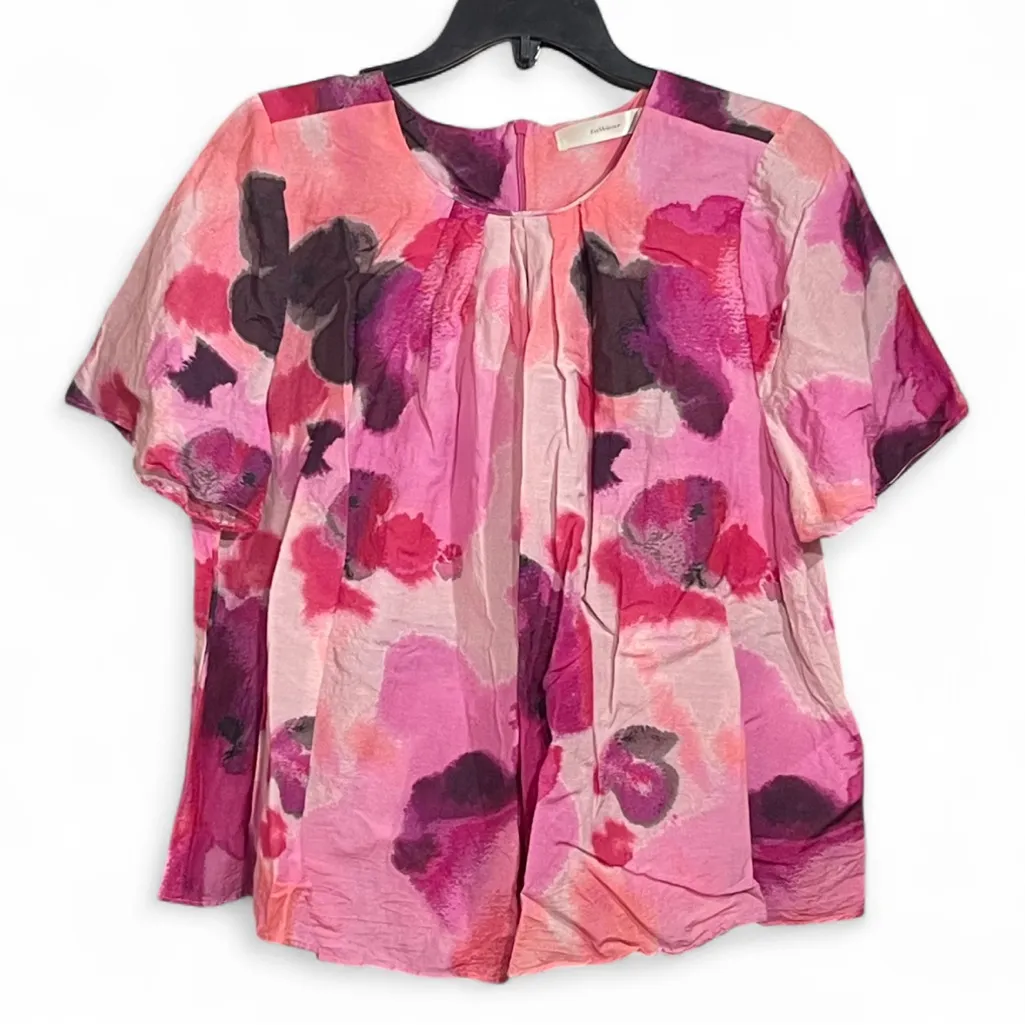 Denali InWear Freyah Top Chic Pink Floral Women's Blouse L 12 Painterly Print - Image 3