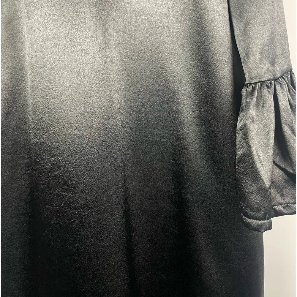 Armani Exchange Black Satin Bell Sleeve Shift‎ Dress - Image 7