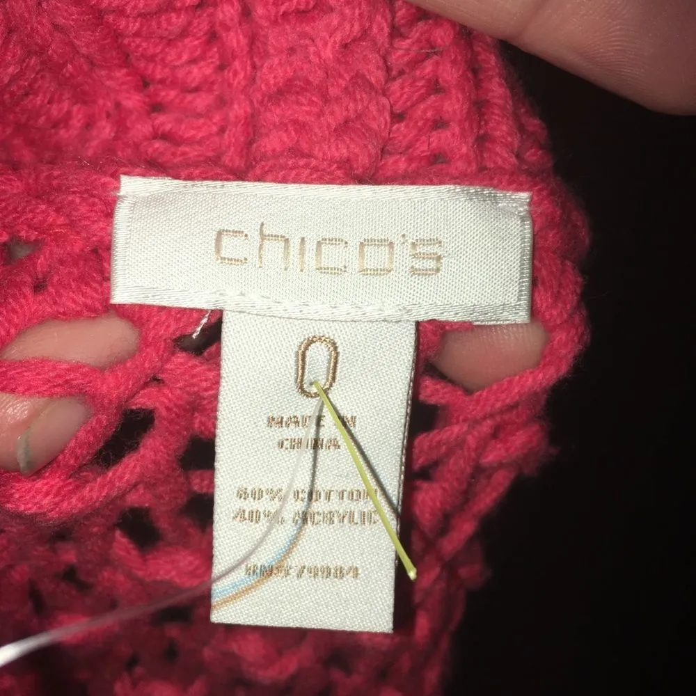 Chicos 0 chunky loose weave bright red bolero - Image 4