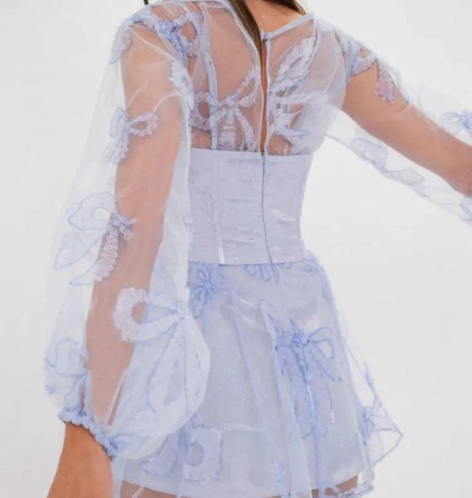 For Love & Lemons Corset Presley Mini Blue Fairycore Dress Size Small NWT - Image 5