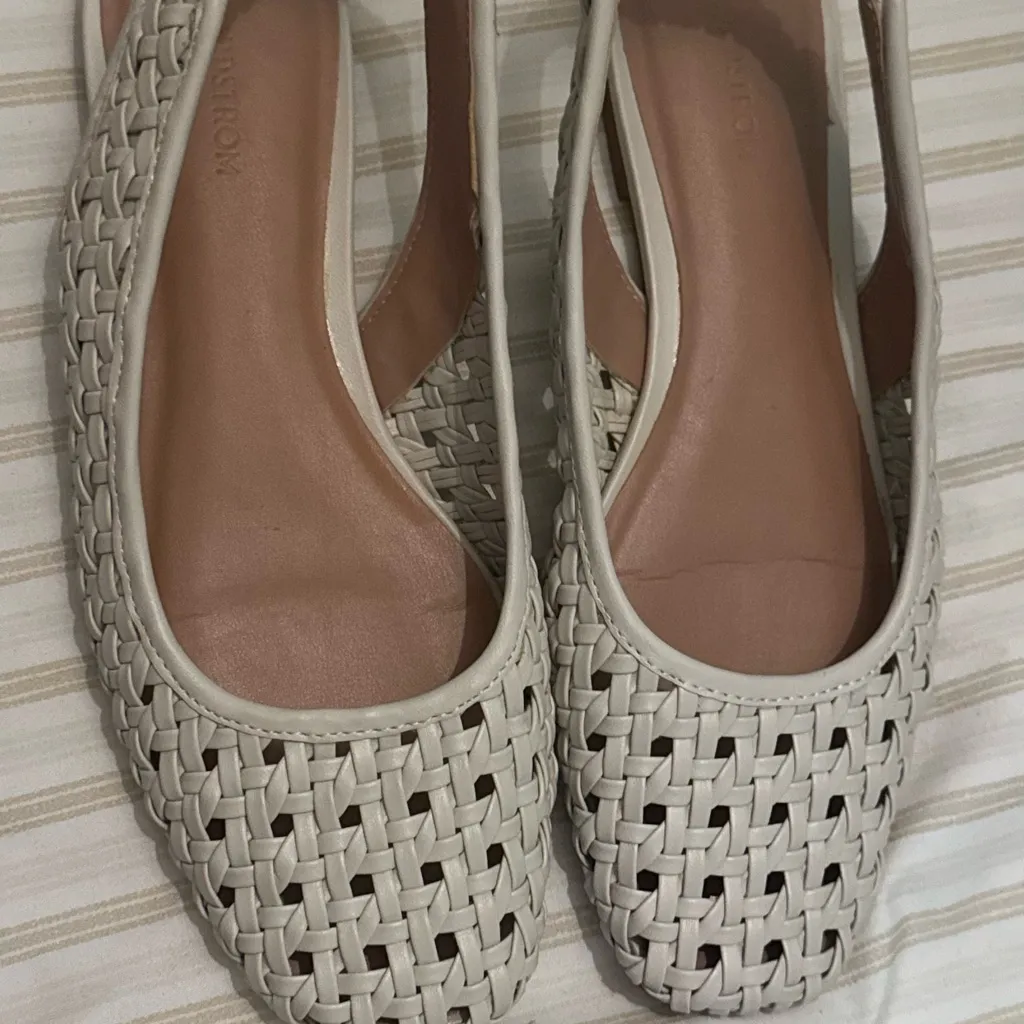 Nordstrom Cream Woven Slingback Loafers - Image 5