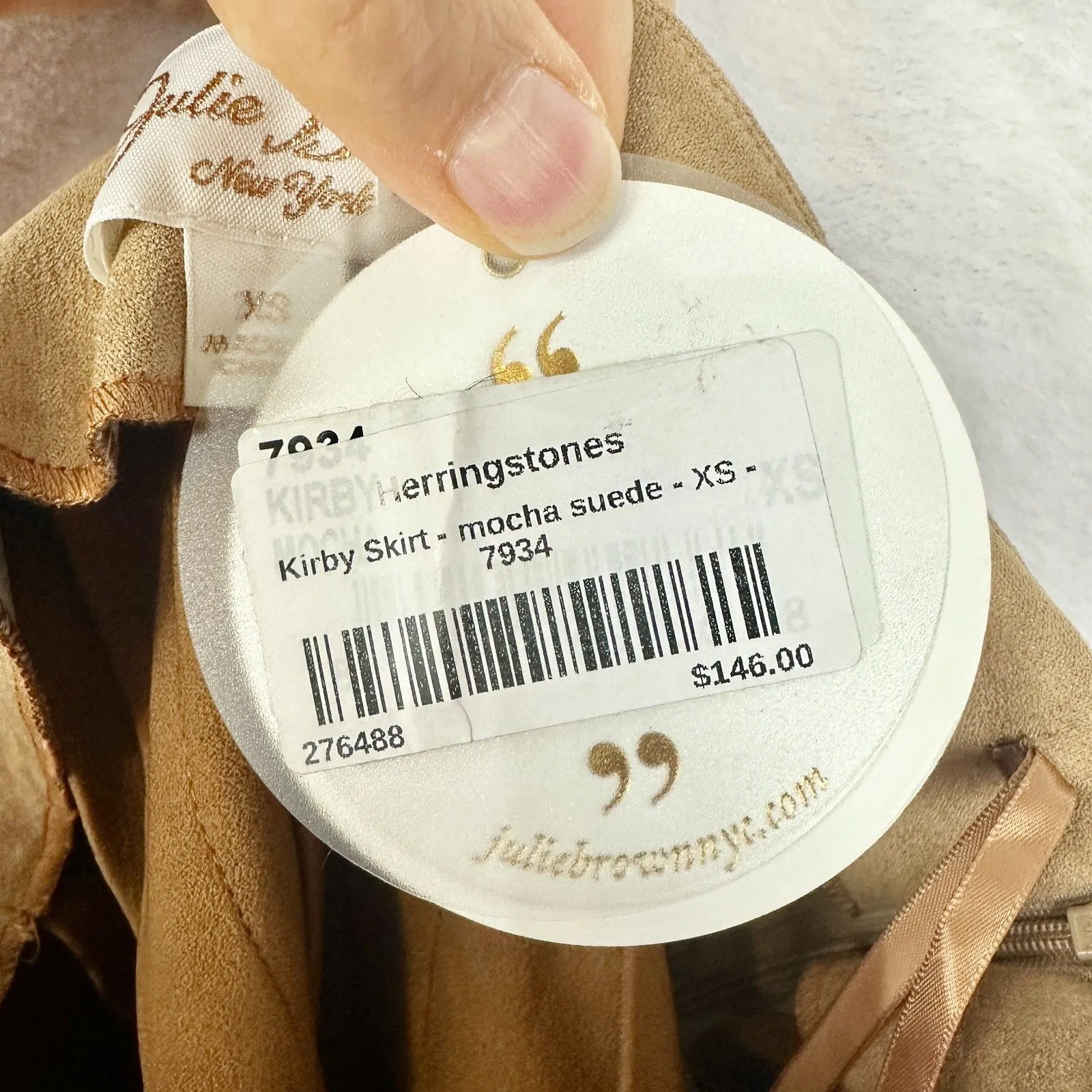 Julie Brown Kirby Skirt Size XS NEW Mocha Suede Pleated Preppy Academia Neutral Tan - Image 5