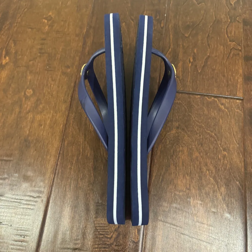 Ralph Lauren navy blue flip flops 7/8 medallion - Image 7