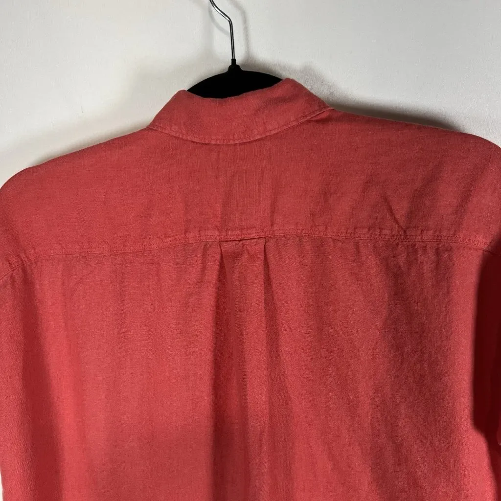 J‎ Crew Baird McNutt Top Size 0 Womens Red Short Sleeve Shirt Linen Button Beach - Image 10