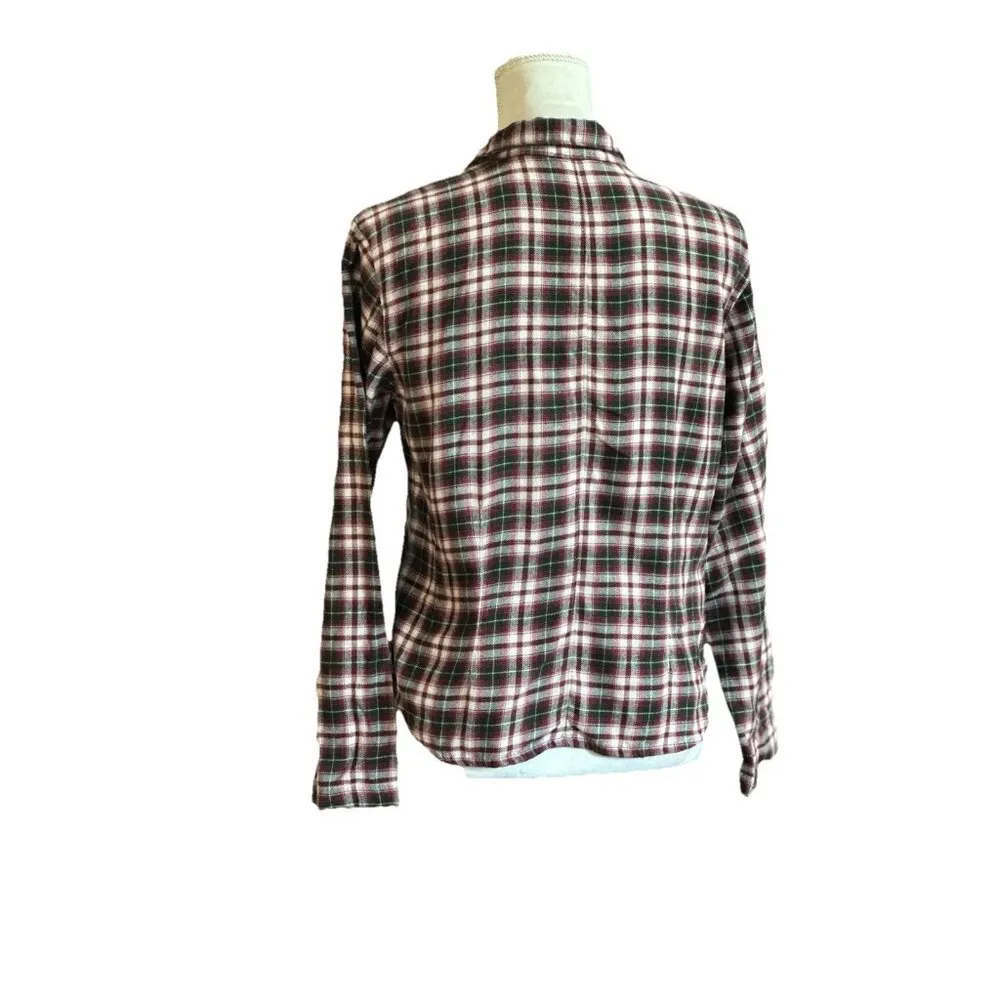 J. Crew Shirt Women M Button Up Pocket Oversized Soft Flannel Grunge Goblincore - Image 2