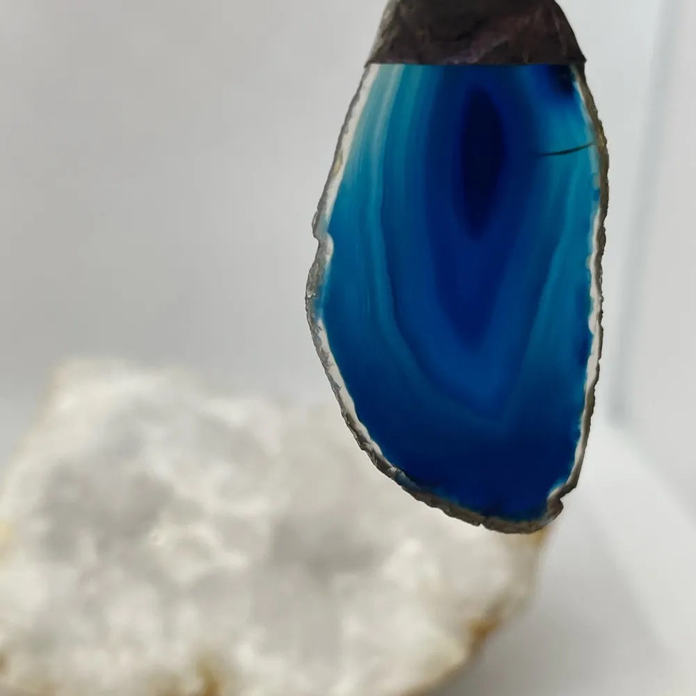 Brazilian Agate Slice Geode Pendant & Black Faux Leather Cord. Handmade - Image 2