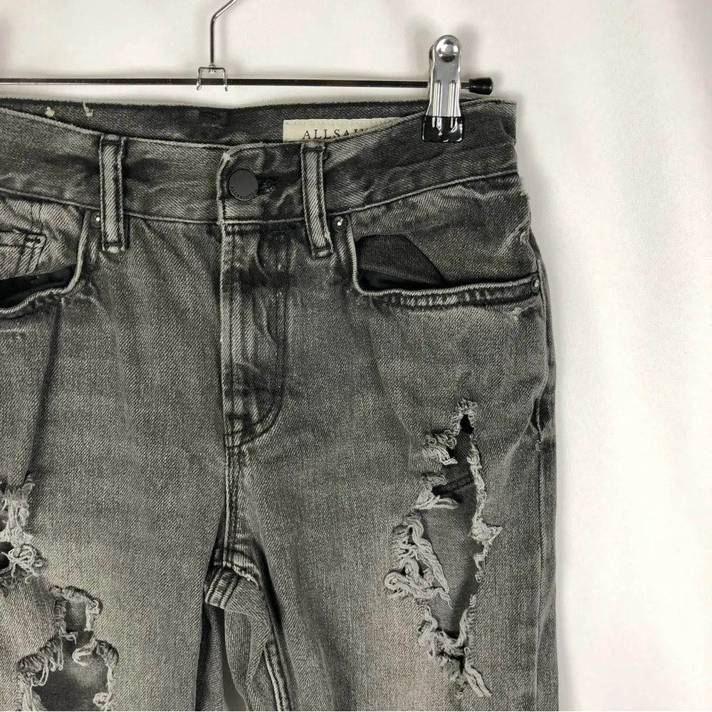 All Saints Ivy Destroy Boy Black Cropped Distressed Jeans 25 - Image 4