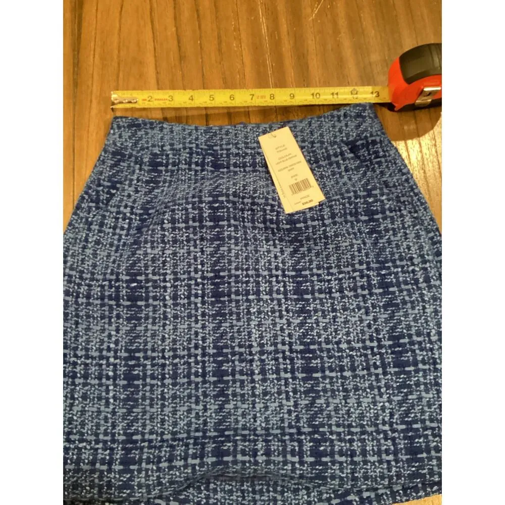French Connection Azzurra Tweed Plaid Mini Skirt Blue NWT MSRP $98 size 2 - Image 7