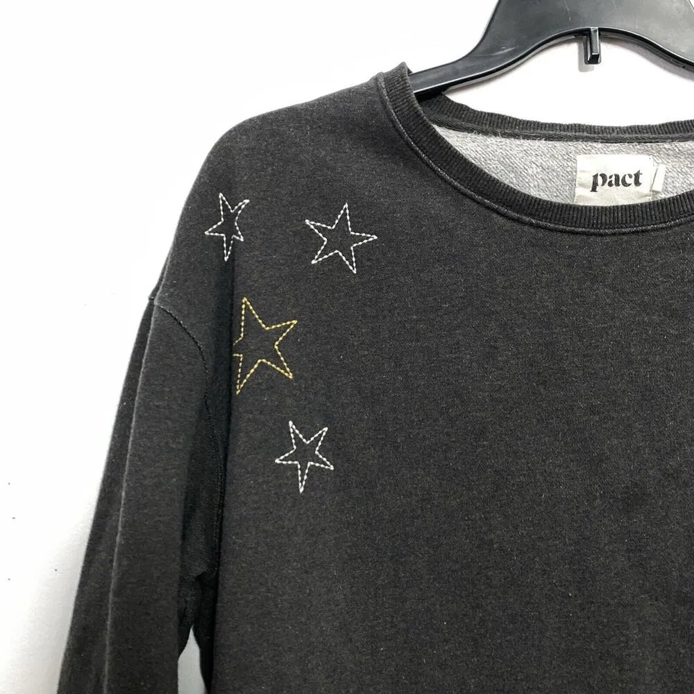 Pact Sweatshirt XL Organic Cotton Embroidered Stars Lounge Cozy Crewneck Active - Image 2