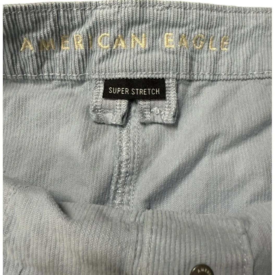 American Eagle Super High Rise A Line Corduroy Blue Button Skirt Size 16 - Image 2
