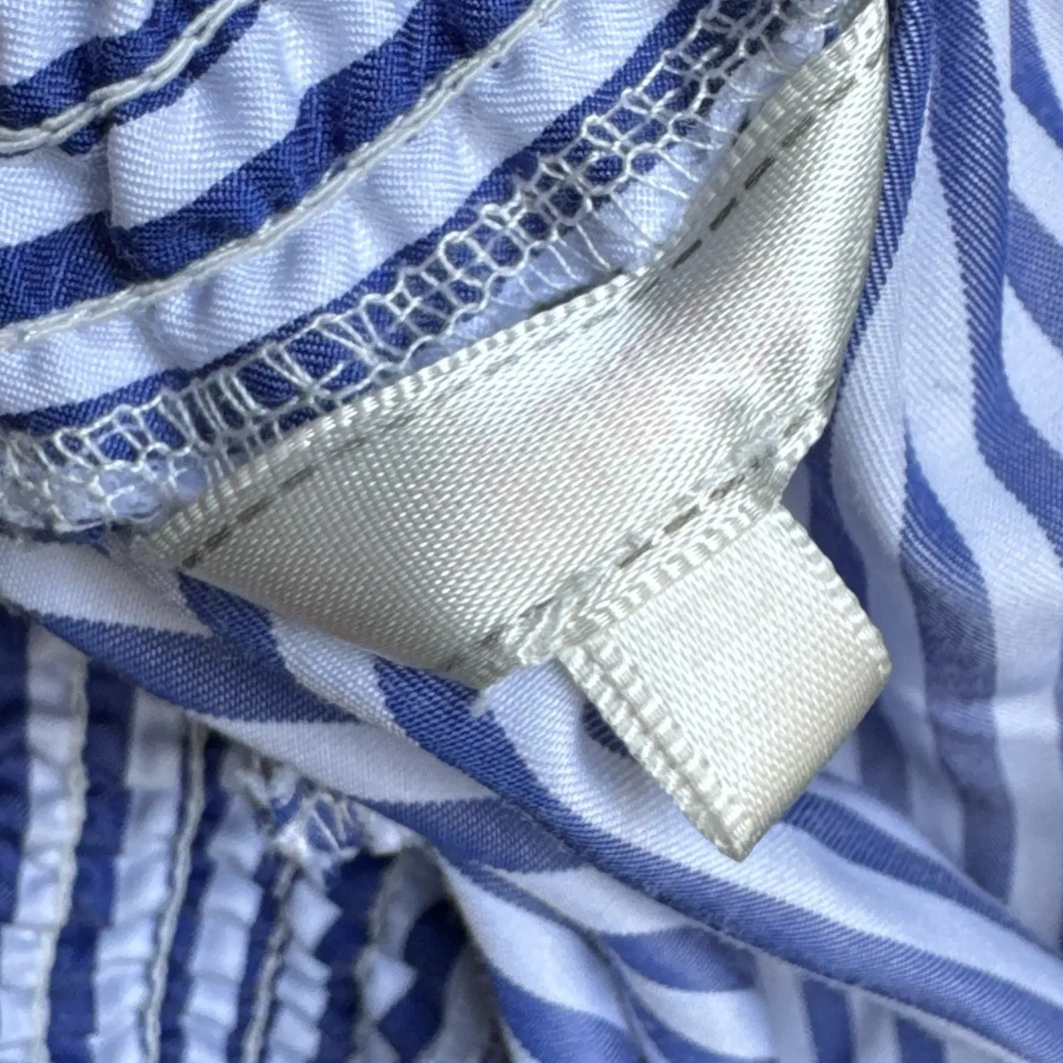 Stella Tweed‎ Women's XL Off-Shoulder Blue Striped Floral Embroidered Blouse - Image 9