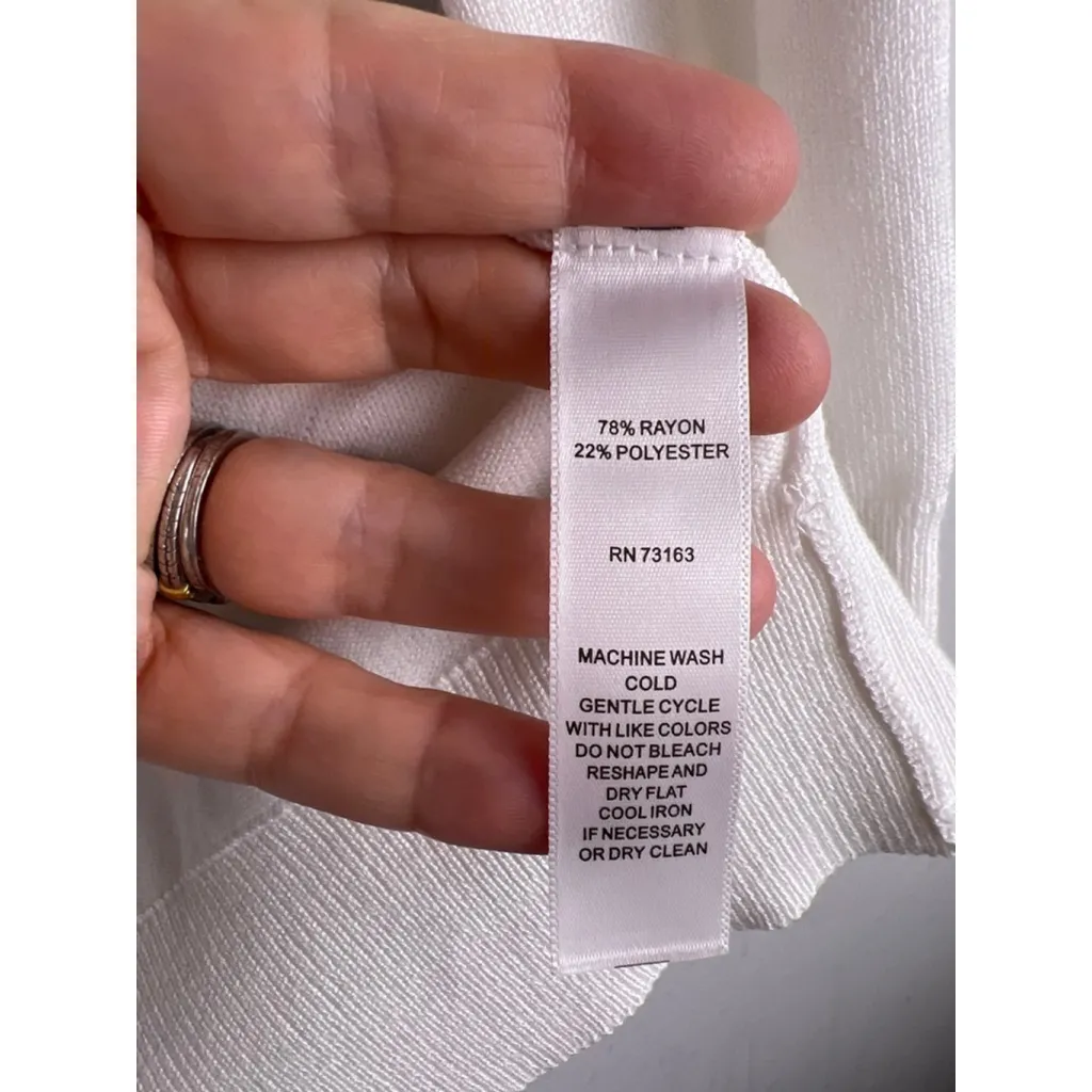 Cable & Gauge Ivory Button Front Cardigan Pointelle Knit Sweater Soft Cottage - Image 4