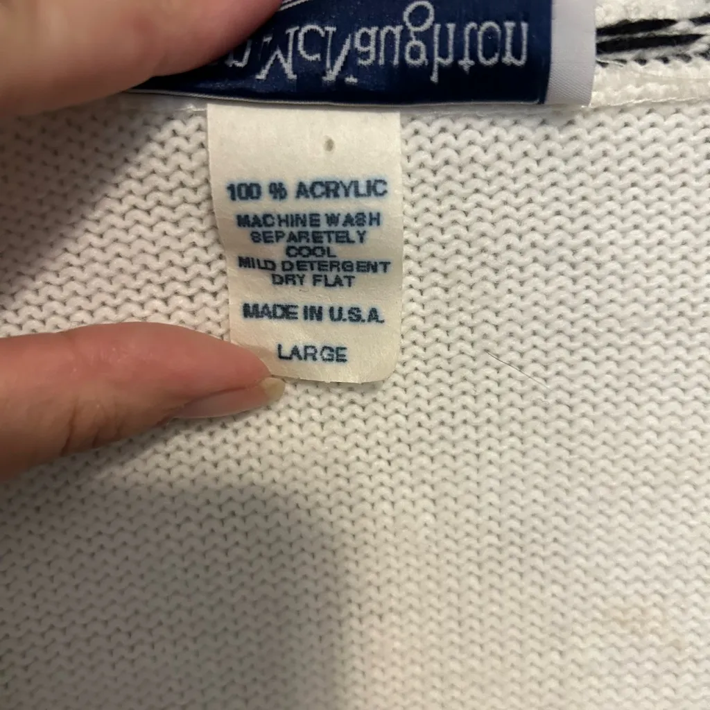 Norton mcnaughton vintage white floral embroidered sweater size large nwt - Image 2