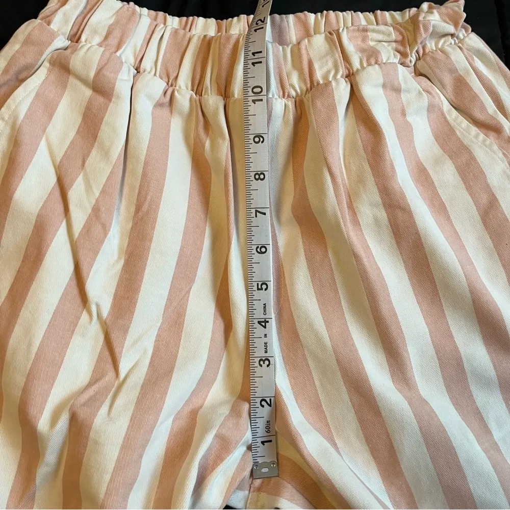 Forever 21 Women's Pink Striped Straight Leg High Rise Pants Size Medium - Image 11