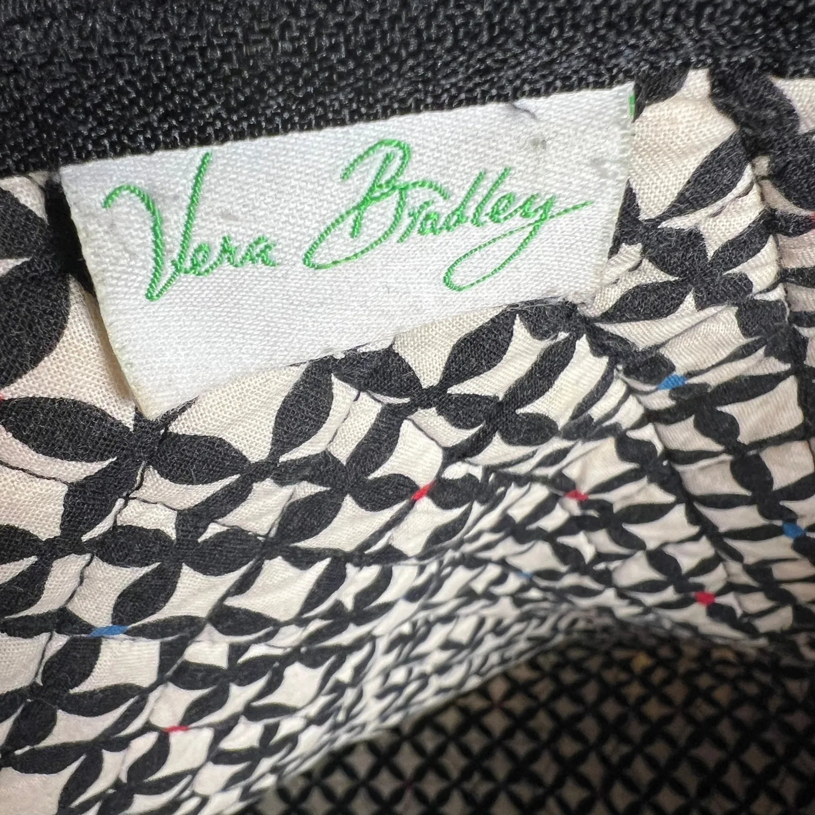 Vera Bradley Quilted Large Duffel Bag Damask Black/White Stripes Few Spots Clean - Image 2