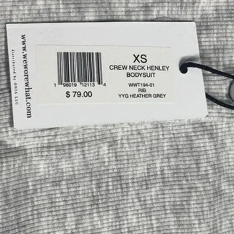NWT Weworewhat Longsleeve Crewneck Henley Bodysuit Buttons XS Heather Grey #3550 - Image 9