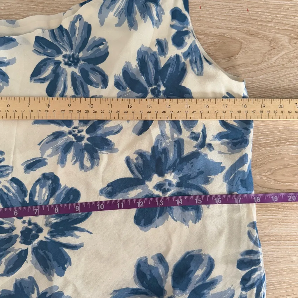 Reformation Large Chandelier Floral Midi Dress Celestia Blue Floral Ivory - Image 10