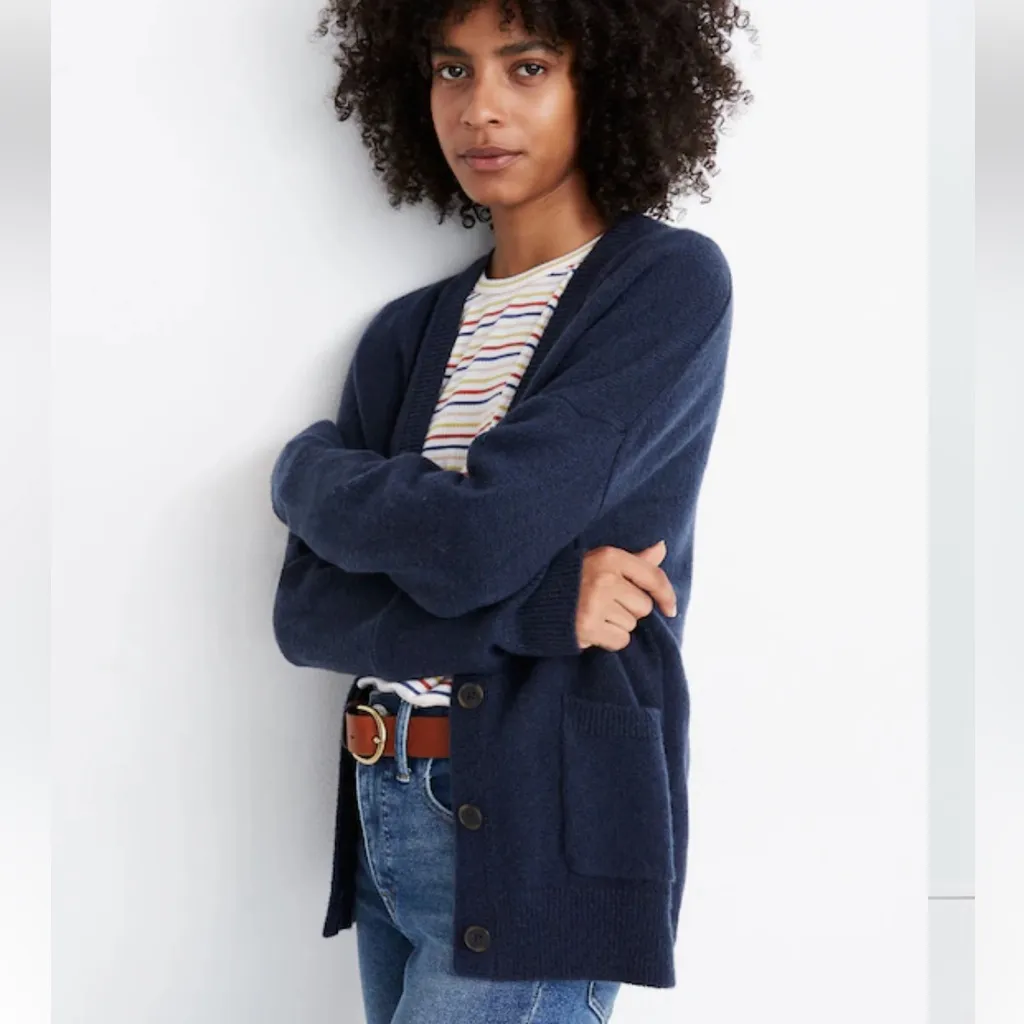 Madewell Short Kent Ex-Boyfriend Cardigan Sweater in black W1978 Sz XS - Image 8