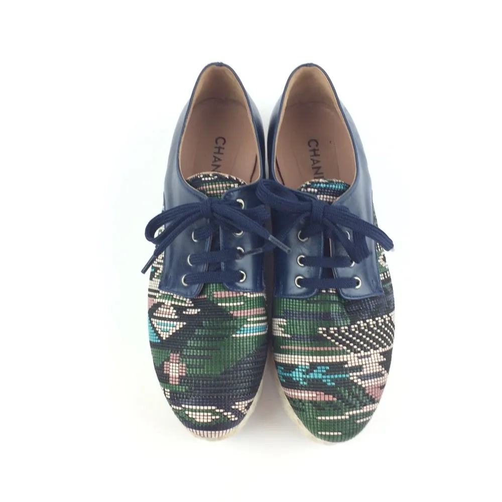 Chaniotakis | Tapestry Oxford Espadrille Sneakers Blue Size 7 - Image 4