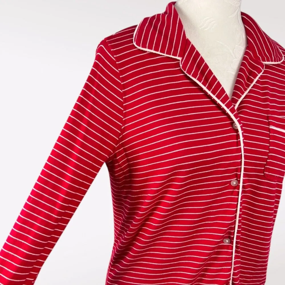 Vineyard Vines Red White Stripe Pajama Shirt XS - Image 7