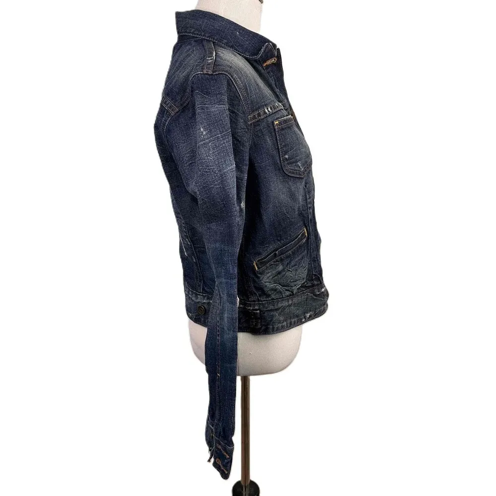 Lucky Brand Red White & Blue Star Button Front Denim Jacket Size Medium - Image 6