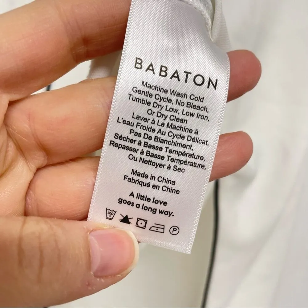 Babaton Aritzia White Silky Tie Front Cropped Blouse Womens XS Preppy Classic - Image 5